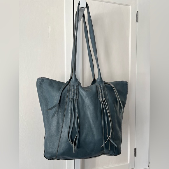 Genuine LEATHER TOTE | Boho!! | Blue - Picture 6 of 14